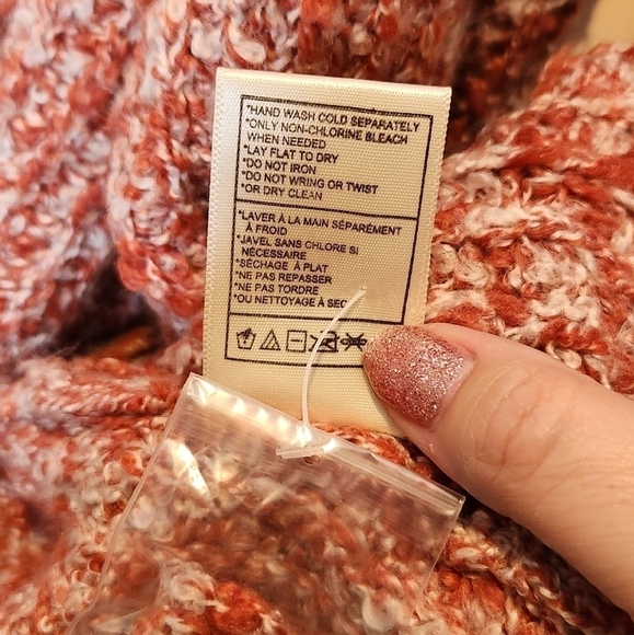 BB Dakota by Steve Madden Open Cardigan Pocket Sweater Salmon/White Size… - Picture 7 of 8